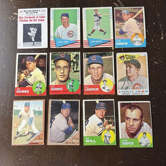 1960s Topps & Fleer Chicago Cubs 12 Card Lot - Picture 1 of 13
